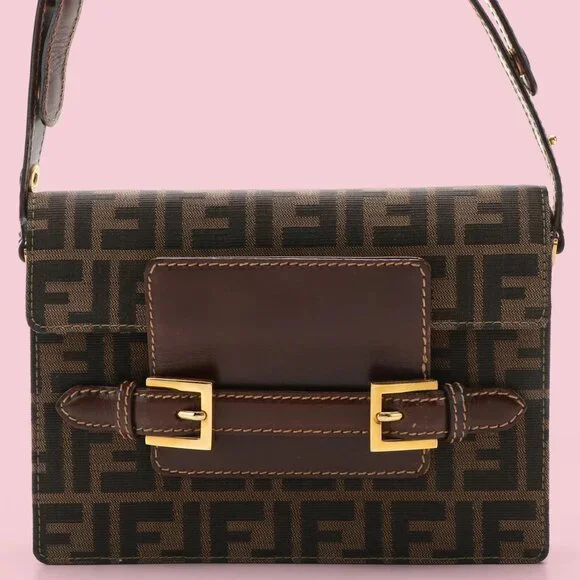 Fendi Tobacco Monogram Zucca Canvas Shoulder Bag - Picture 4 of 13